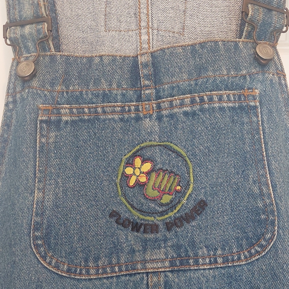 LEI Women's Blue Denim Overalls with Floral Embroidery
